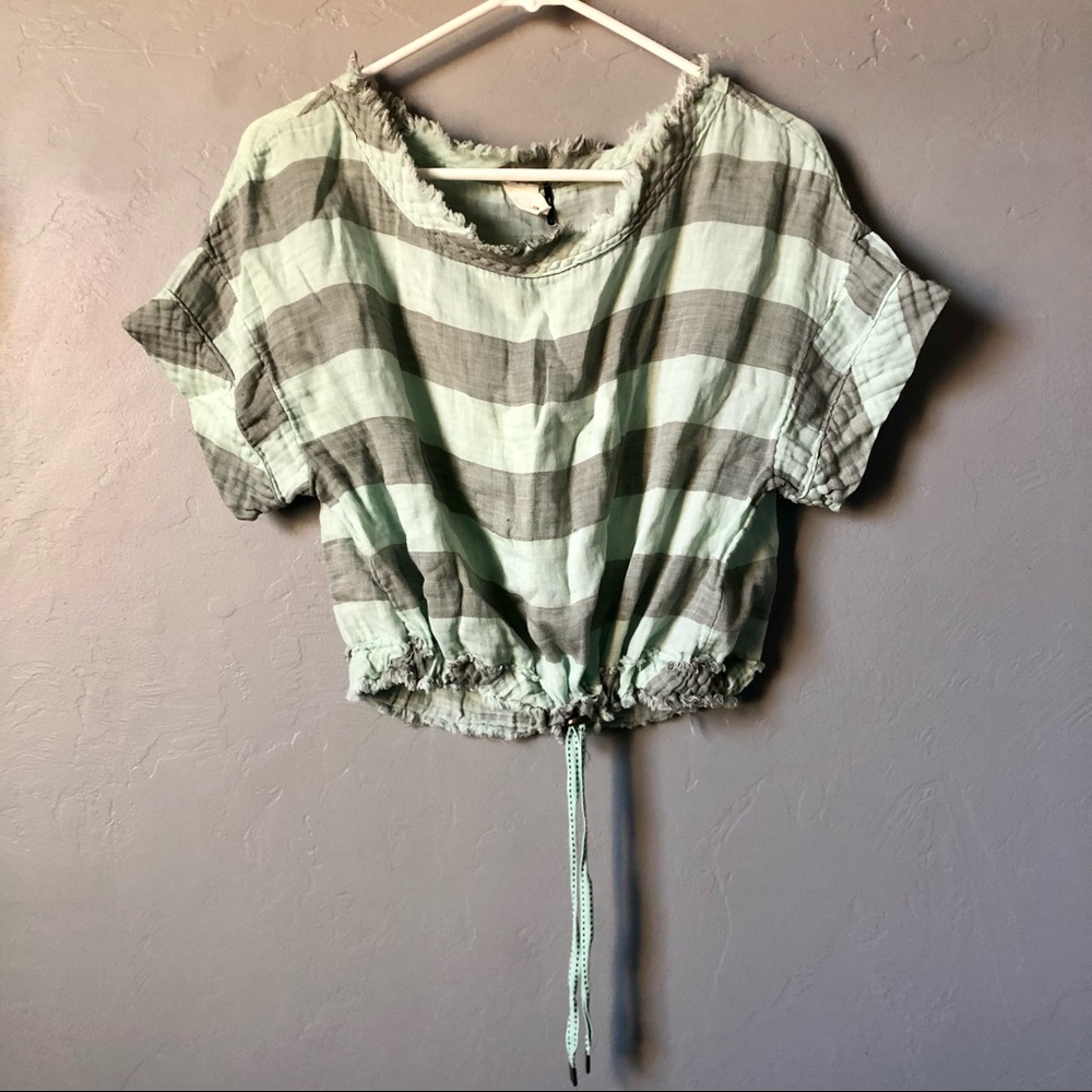 AKEMI & KIN Mint Striped Crop